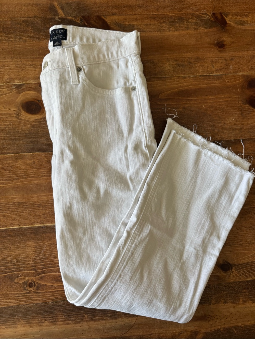J. Crew White Cropped Raw-Hem Slim Jeans